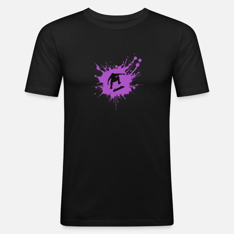 Splash Skateboard Dynamik - Männer Slim Fit T-Shirt - Schwarz