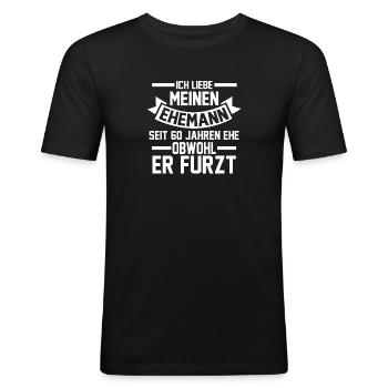 Ehe Diamantene Hochzeit 60 Jahre Verheiratet Hochz - Männer Slim Fit T-Shirt - Schwarz - Vorne - Nik (191cm)