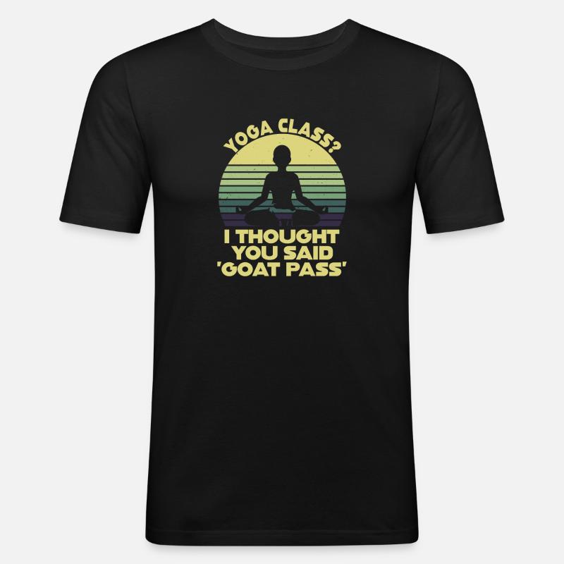 Yogastunde oder Ziegenpass - Männer Slim Fit T-Shirt - Schwarz