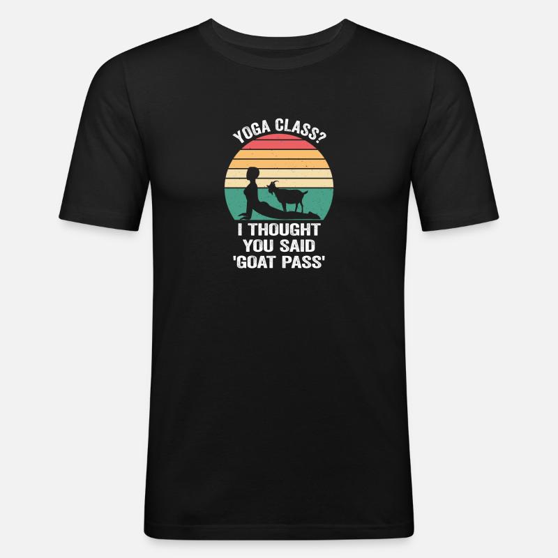 Yogastunde oder Ziegenpass - Männer Slim Fit T-Shirt - Schwarz