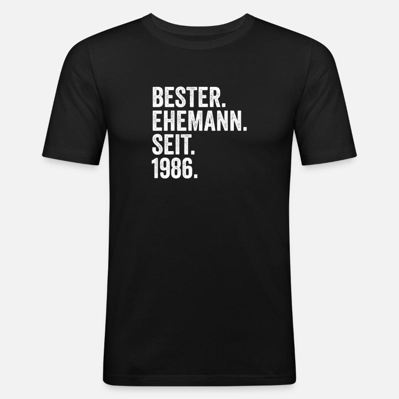 Valentinstag Bester Ehemann Seit 1986 - Männer Slim Fit T-Shirt - Schwarz