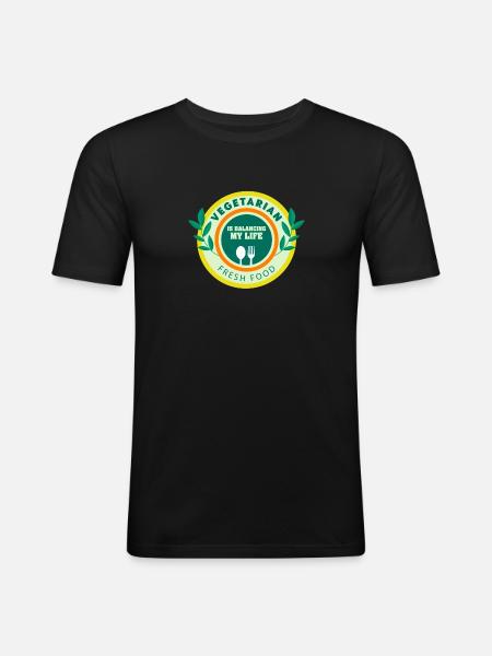 Vegetarian Balancing My Life - Men's Slim Fit T-Shirt - black