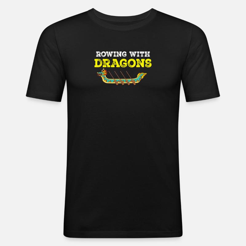 Rudern mit Drachen Drachenboot - Männer Slim Fit T-Shirt - Schwarz