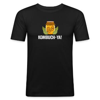 Kombuch-Ya! Kombucha-Liebhaber-Genuss - Männer Slim Fit T-Shirt - Schwarz - Vorne - Nik (191cm)
