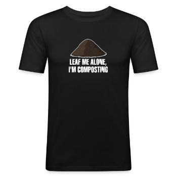 Feuille-moi seul je composte - T-shirt près du corps Homme - noir - Devant - Nik (191cm)