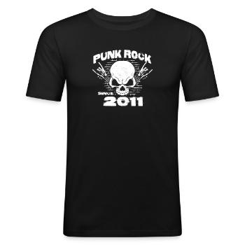 13. Geburtstag - Punkrock seit 2011 Skull Rock - Männer Slim Fit T-Shirt - Schwarz - Vorne - Nik (191cm)