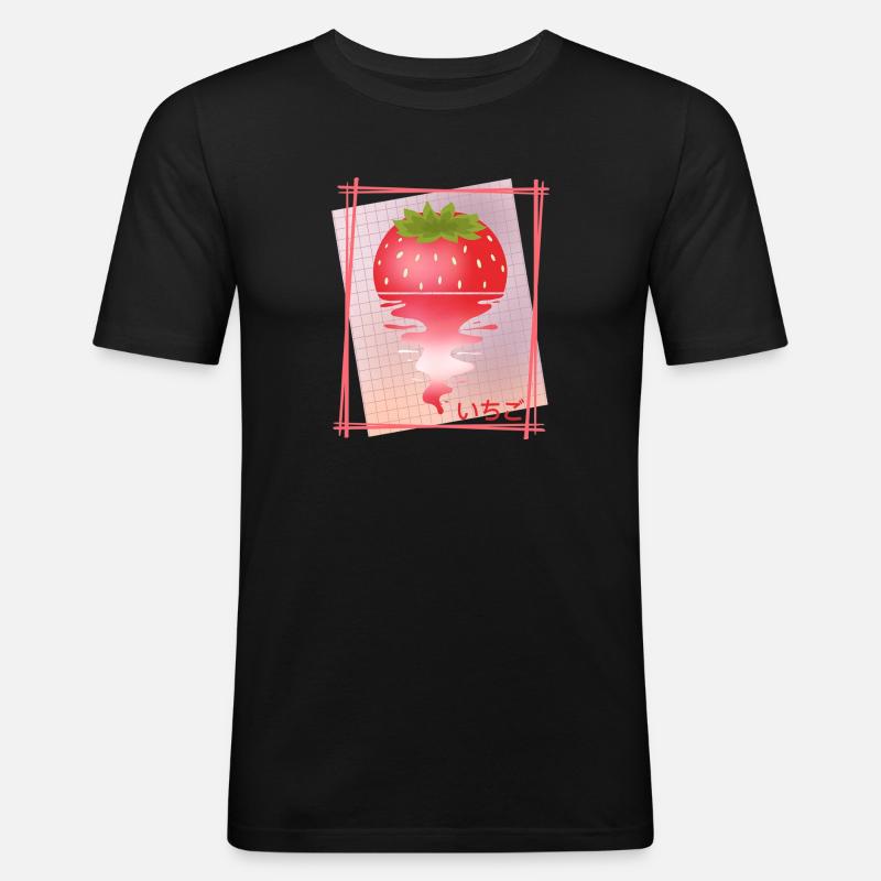 Strawberry Sunset Tee - Männer Slim Fit T-Shirt - Schwarz