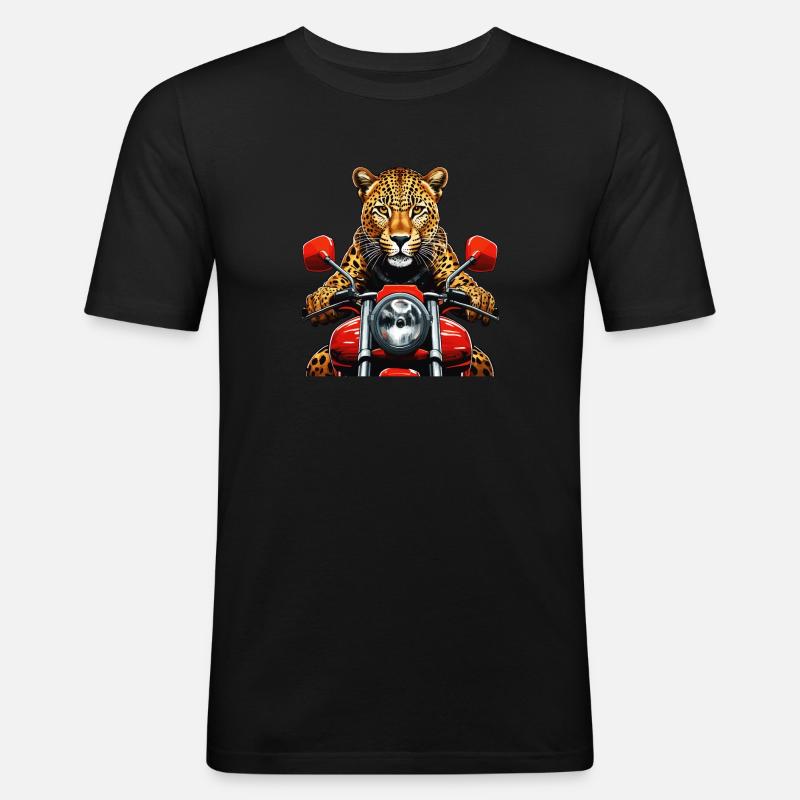 LEOPARD MOTORRAD - Männer Slim Fit T-Shirt - Schwarz