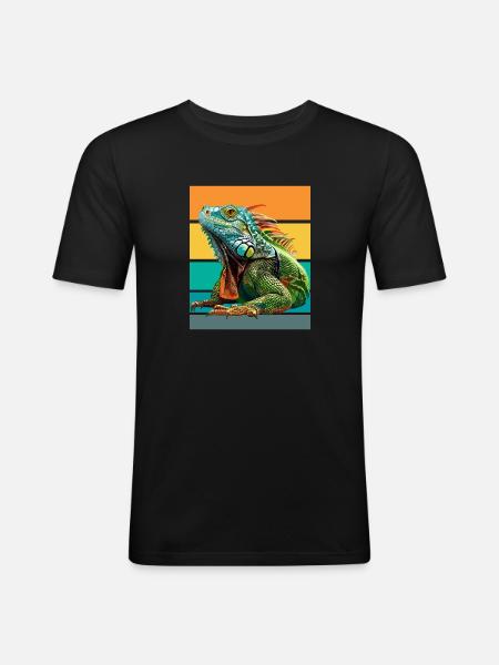 Iguana Retro Design - Men's Slim Fit T-Shirt - black