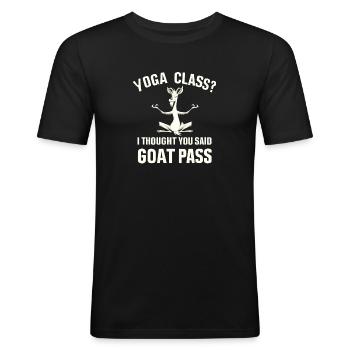 Yoga-Kurs oder Ziegenpass - Männer Slim Fit T-Shirt - Schwarz - Vorne - Nik (191cm)