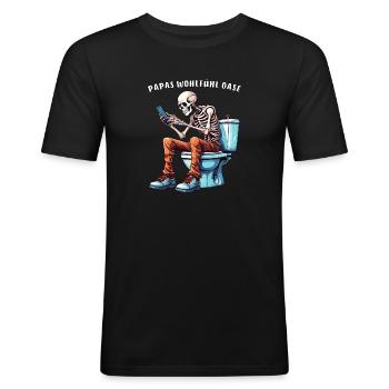TOILETTE SMARTPHONE WOHLFÜHL OASE - Männer Slim Fit T-Shirt - Schwarz - Vorne - Nik (191cm)
