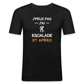 je peux pas j'ai escalade apéro grimpeur - T-shirt près du corps Homme - noir - Devant - Nik (191cm)