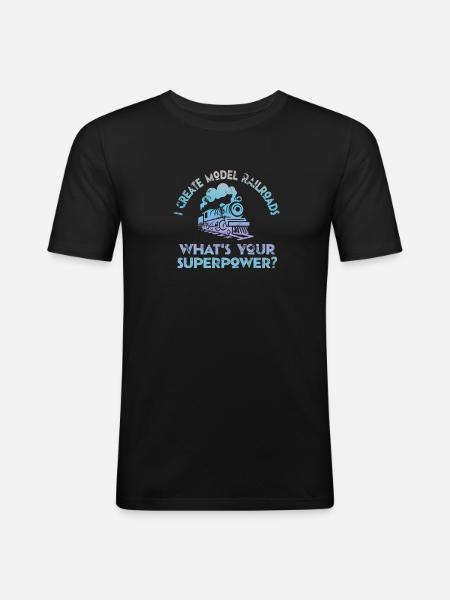 I Create Model Railroads Superpower - Men's Slim Fit T-Shirt - black