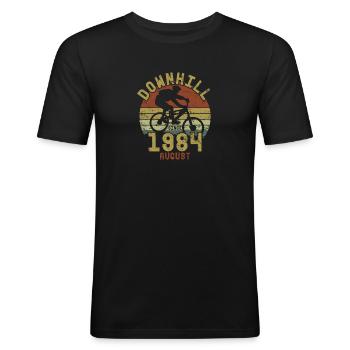 Geburtstag Downhill Fahrrad Bike August 1984 - Männer Slim Fit T-Shirt - Schwarz - Vorne - Nik (191cm)