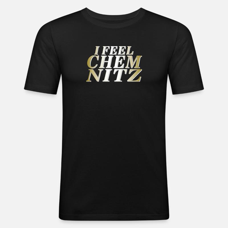 I FEEL CHEMNITZ - Männer Slim Fit T-Shirt - Schwarz