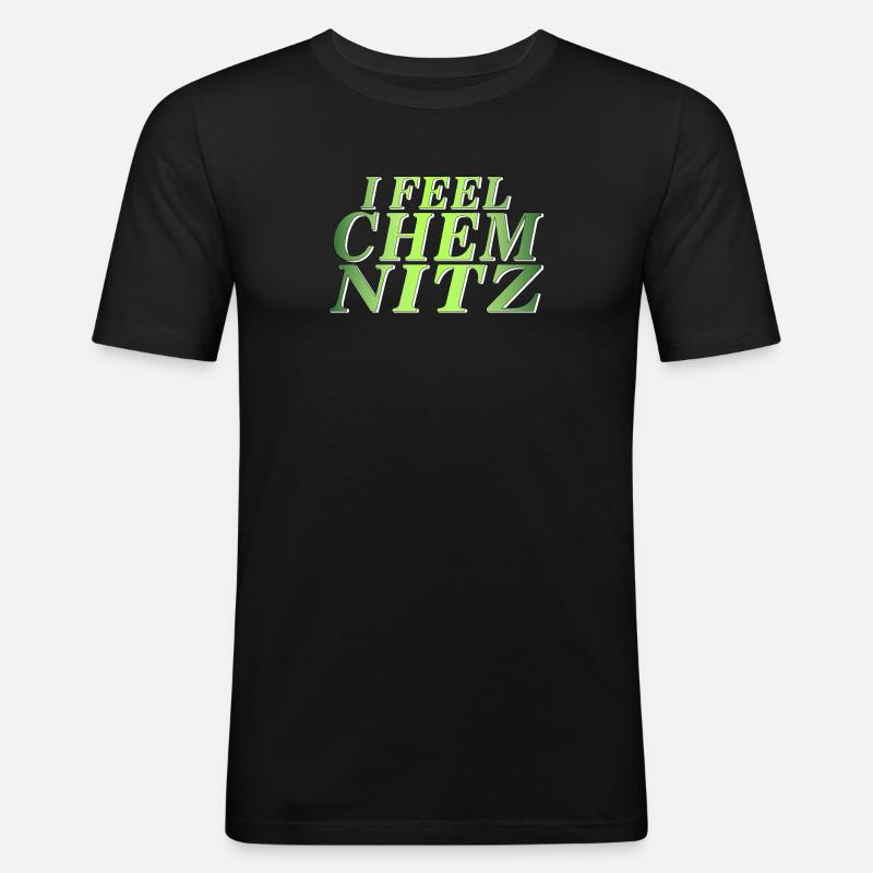 I FEEL CHEMNITZ - Männer Slim Fit T-Shirt - Schwarz