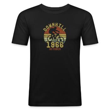 Anniversaire Vélo de descente Octobre 1966 - T-shirt près du corps Homme - noir - Devant - Nik (191cm)