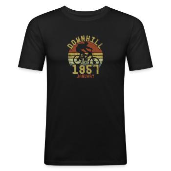 Geburtstag Downhill Fahrrad Bike January 1957 - Männer Slim Fit T-Shirt - Schwarz - Vorne - Nik (191cm)