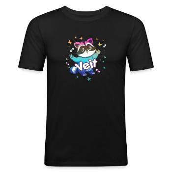VEIT - Schöner Jungen Name mit süßem Waschbär - Männer Slim Fit T-Shirt - Schwarz - Vorne - Nik (191cm)