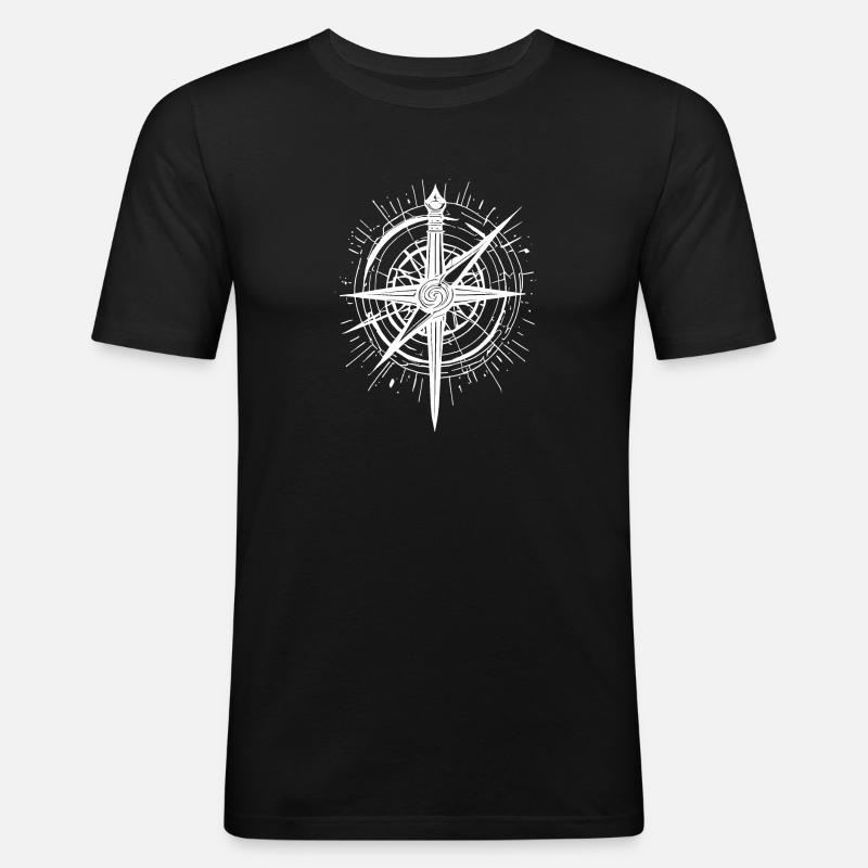 Abstract Blade Compass Weiß - Männer Slim Fit T-Shirt - Schwarz