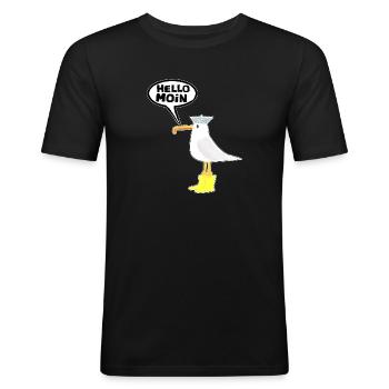 Hello Seagull Rubber Boots Hello Moin - Men's Slim Fit T-Shirt - black - Front - Nik (191cm)