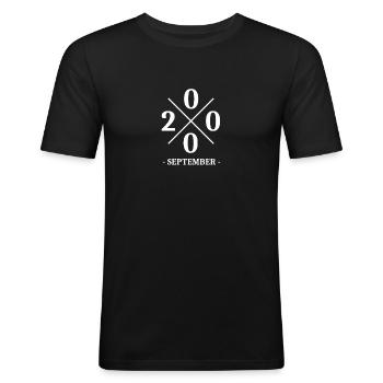 Anniversaire Minimal Septembre 2000 - Simple - T-shirt près du corps Homme - noir - Devant - Nik (191cm)