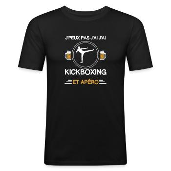 Ich kann nicht Kickboxen Aperitif Kickboxer - Männer Slim Fit T-Shirt - Schwarz - Vorne - Nik (191cm)