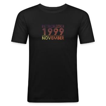 Retro Geburtstag November 1999 - Sunset line - Männer Slim Fit T-Shirt - Schwarz - Vorne - Nik (191cm)