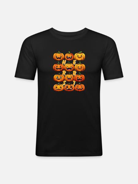 AUTUMN PUMPKIN - Men's Slim Fit T-Shirt - black