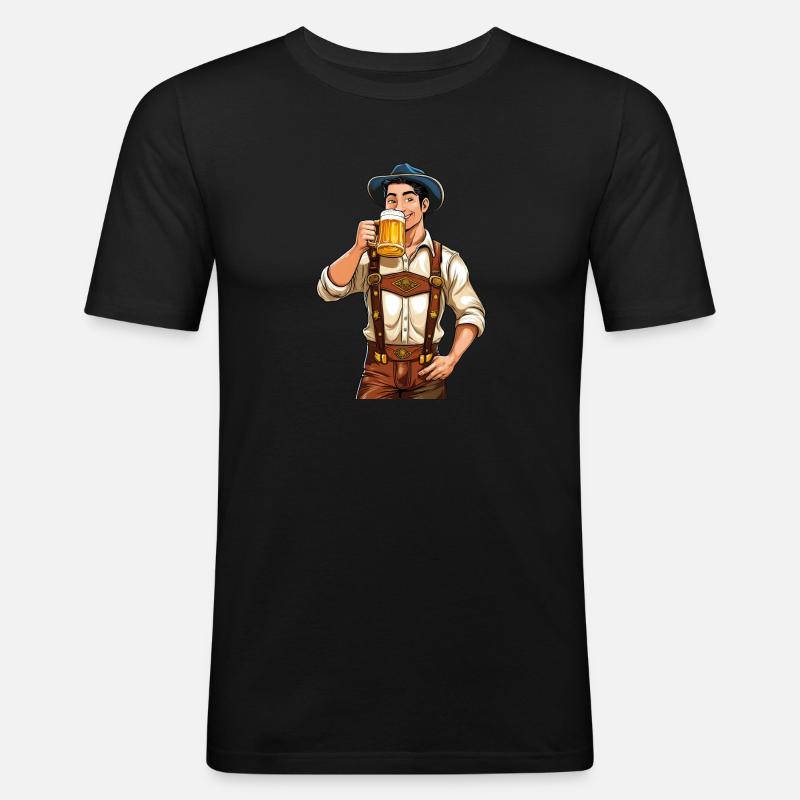 MANN BIERKRUG - Männer Slim Fit T-Shirt - Schwarz