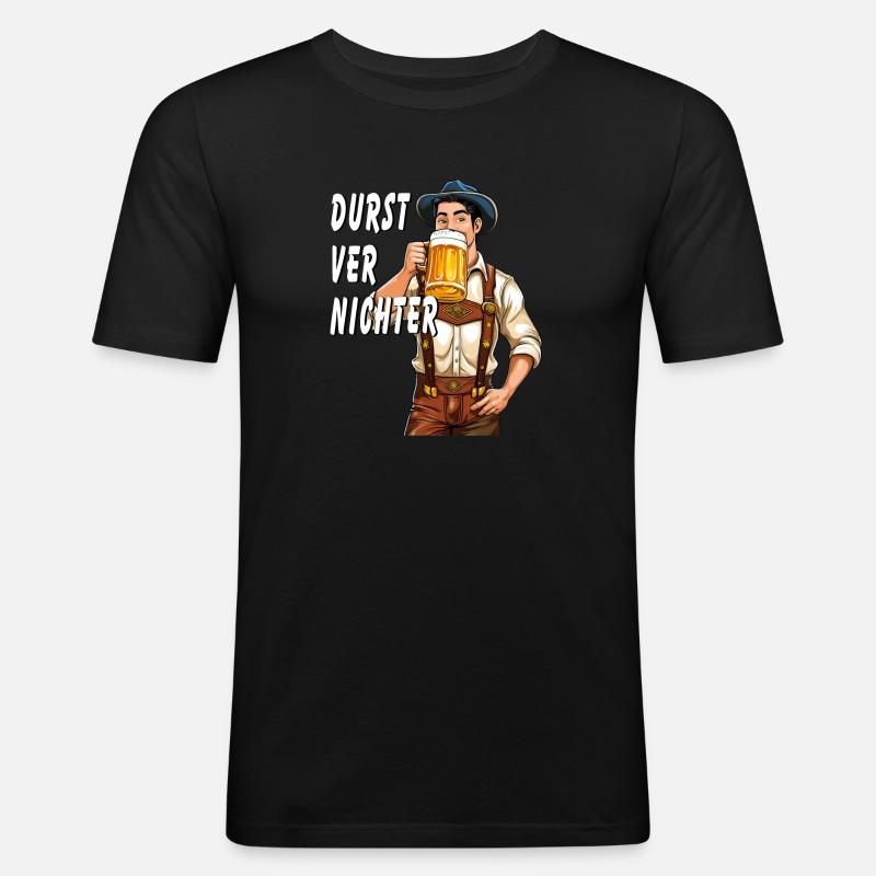 MANN Bier - Männer Slim Fit T-Shirt - Schwarz