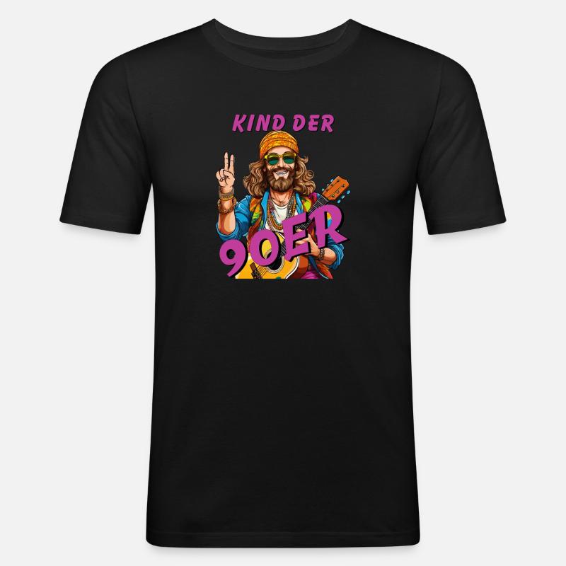 MANN KIND DER 90er - Männer Slim Fit T-Shirt - Schwarz