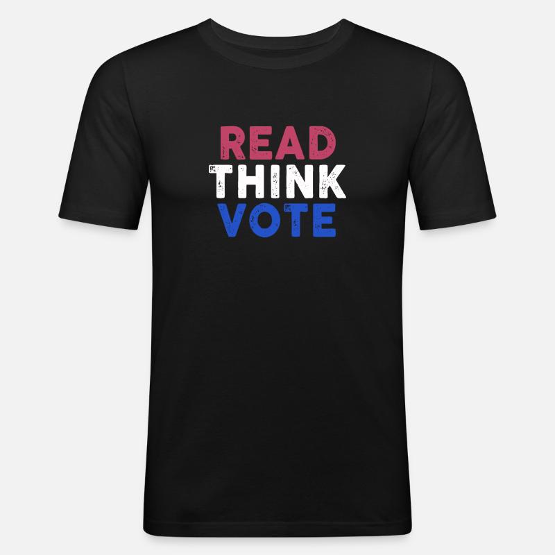 Read Think Vote - Männer Slim Fit T-Shirt - Schwarz