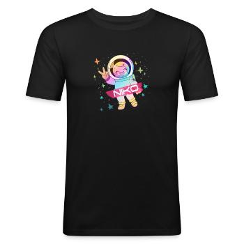 NIKO - Beautiful boy name with cute astronaut - Men's Slim Fit T-Shirt - black - Front - Nik (191cm)