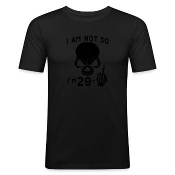 I Am 29 Plus Middle Finger - 30th Birthday - Men's Slim Fit T-Shirt - black - Front - Nik (191cm)