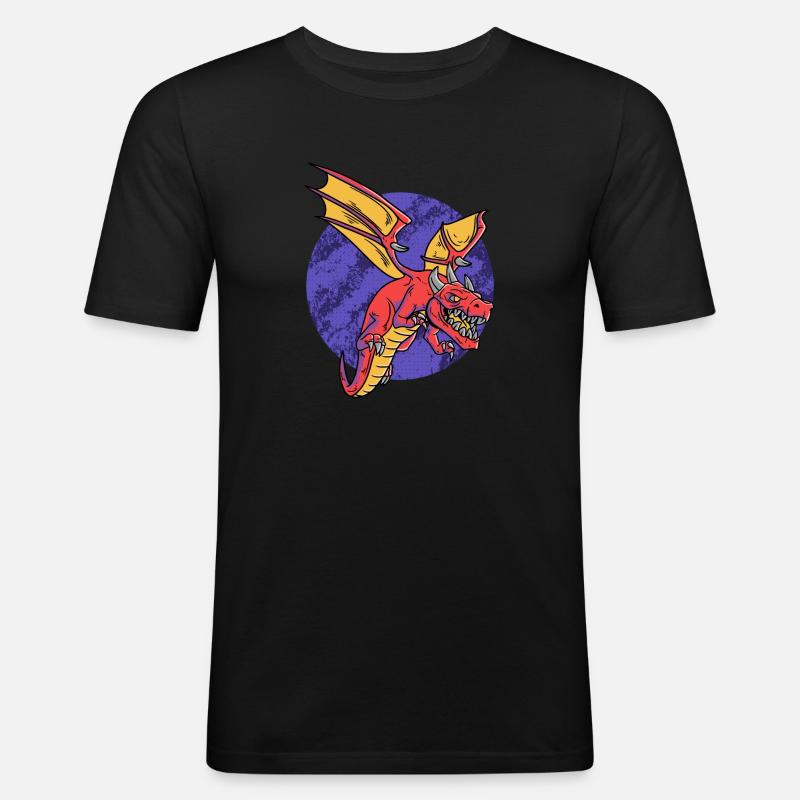 Fantasy RPG Dragons Magic Dungeon - Männer Slim Fit T-Shirt - Schwarz