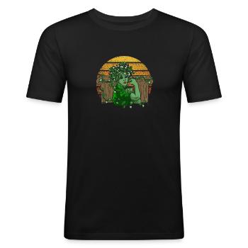 Ancient God Greek Medussa Mythology - Men's Slim Fit T-Shirt - black - Front - Nik (191cm)