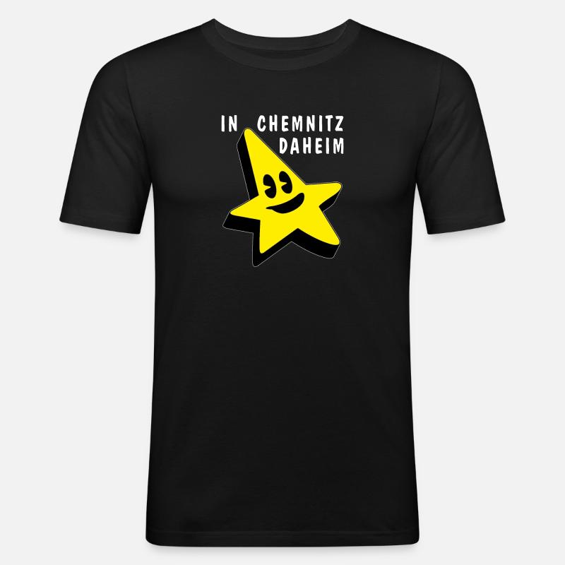 IN CHEMNITZ DAHEIM - Männer Slim Fit T-Shirt - Schwarz