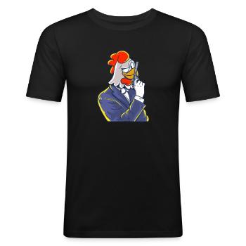 Hühner Agent Offizier Detektiv - Männer Slim Fit T-Shirt - Schwarz - Vorne - Nik (191cm)