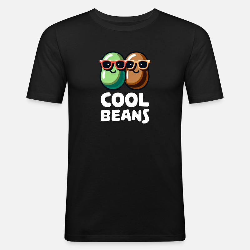 Coole Bohnen Lustiges Bohnendesign - Männer Slim Fit T-Shirt - Schwarz
