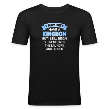 Herrschaft über Wäsche und Geschirr Hausfrau - Männer Slim Fit T-Shirt - Schwarz - Vorne - Nik (191cm)