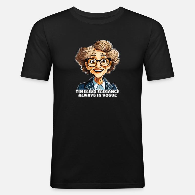 ÄLTERE FRAU TIMELESS ELEGANCE - Männer Slim Fit T-Shirt - Schwarz