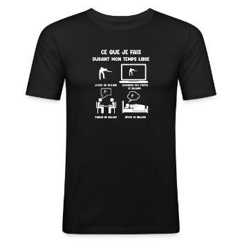 temps libre billard humour drôle - T-shirt près du corps Homme - noir - Devant - Nik (191cm)