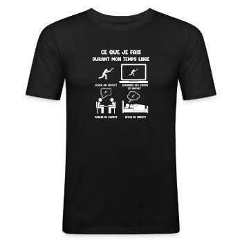 temps libre cricket humour drôle - T-shirt près du corps Homme - noir - Devant - Nik (191cm)