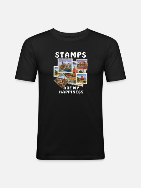 STAMPS ARE MY HAPPINESS - Men's Slim Fit T-Shirt - black
