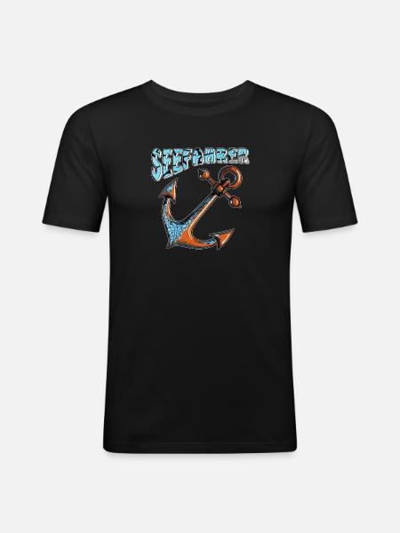 SCHIFFANKER SEEFAHRER - Männer Slim Fit T-Shirt - Schwarz