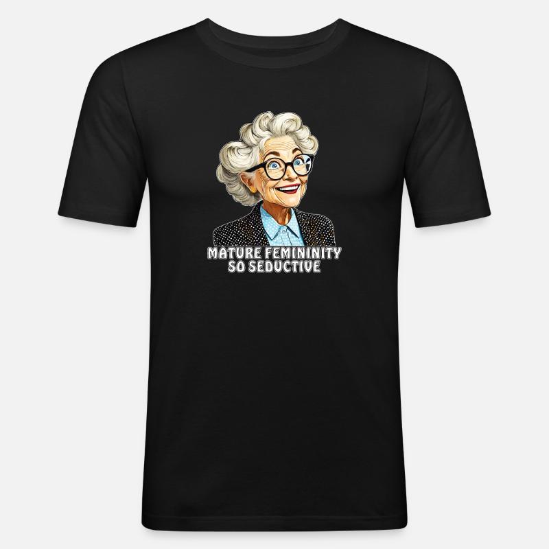 MATURE FEMININITY, SO SEDUCTIVE - Männer Slim Fit T-Shirt - Schwarz