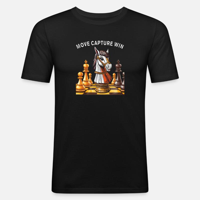 SCHACH MOVE CAPTURE WIN - Männer Slim Fit T-Shirt - Schwarz