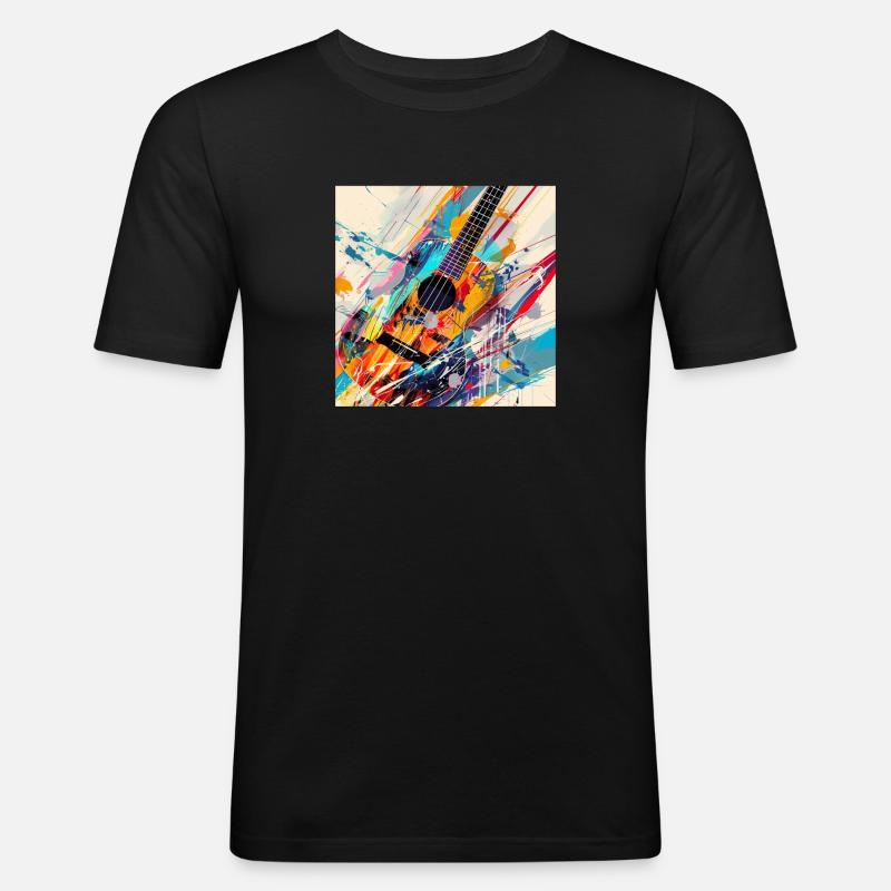 Ukulele - Männer Slim Fit T-Shirt - Schwarz