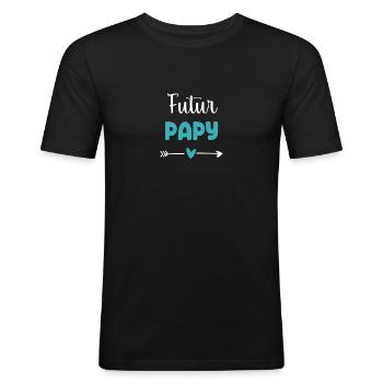 zukünftiger Opa Herz Großvater - Männer Slim Fit T-Shirt - Schwarz - Vorne - Nik (191cm)